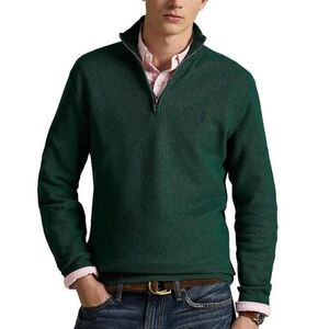 Polo Ralph Lauren Estate Rib Dark Green Quarter-Zip Pullover Size XL Business